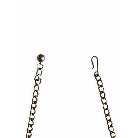 Vintage Brass Chain Choker Necklace With Textured & Polished Links 15.75" - Picture 4 of 4